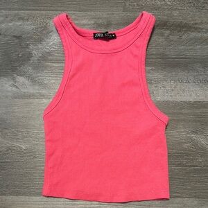 Zara Pink Sleeveless Crop Tank Top